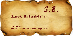 Simek Balambér névjegykártya